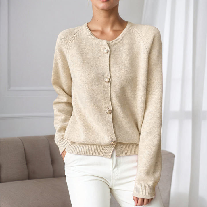 Damen kuscheliger Strickcardigan mit Knopfdetails und elastischen Bündchen Drune