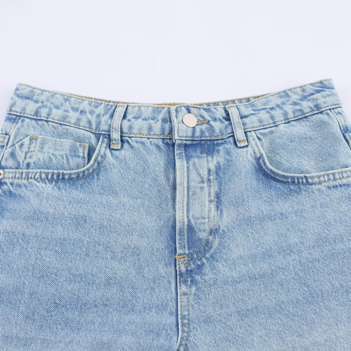 Damen weite Jeans mit floralen Spitzenapplikationen Drune