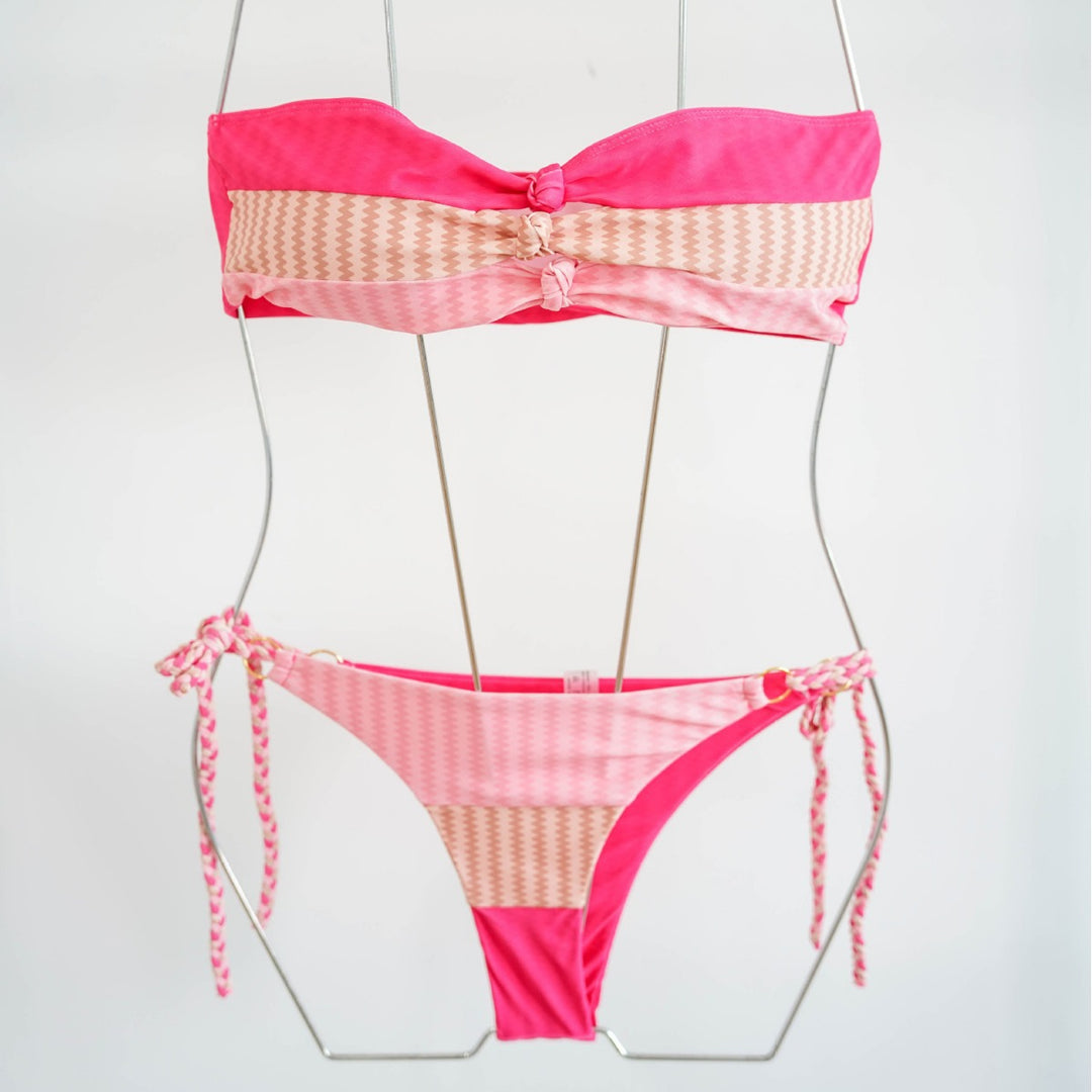 Damen Bandeau-Bikini mit raffinierten Knotendetails und verspieltem Design Drune