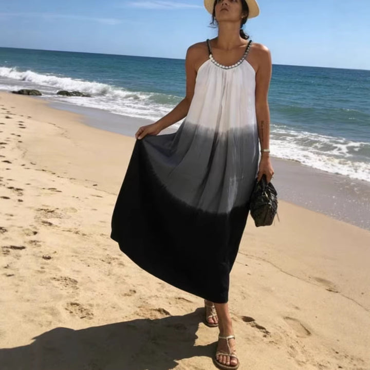 Damen Maxikleid mit plissiertem Oberteil und verziertem Träger Drune