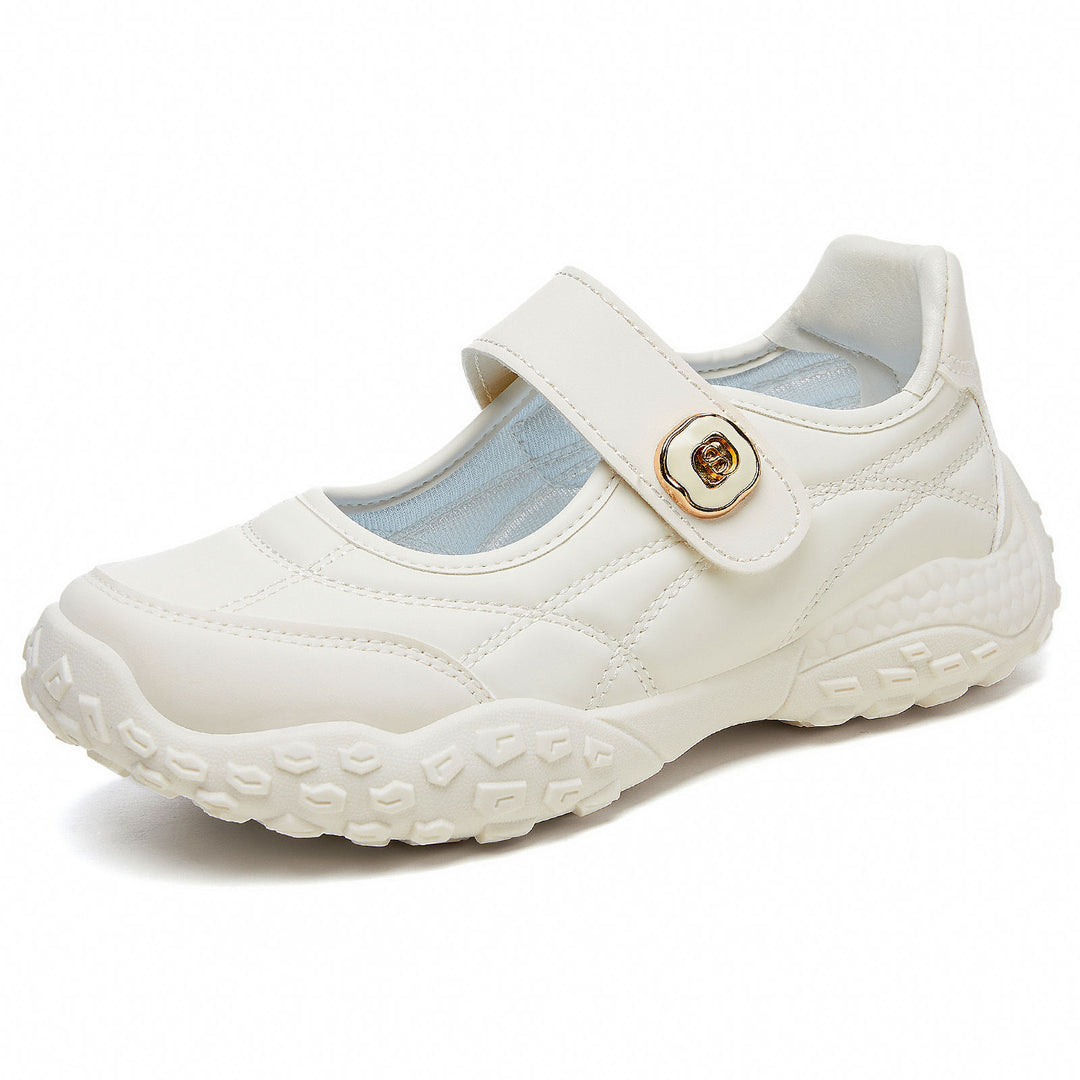 Damen nan sportive Mary-Jane Freizeitschuh mit verstellbarem Klettverschluss, gepolstertem Knöchelkragen und profiliertem Outdoor-Laufsohlen-System Drune