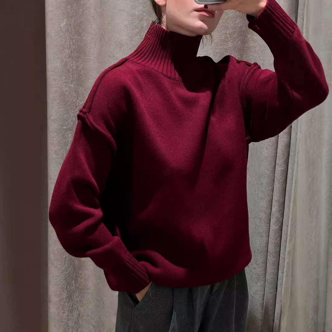 Damen Grobstrickpullover mit hohem Rollkragen und lässigem Schnitt Drune
