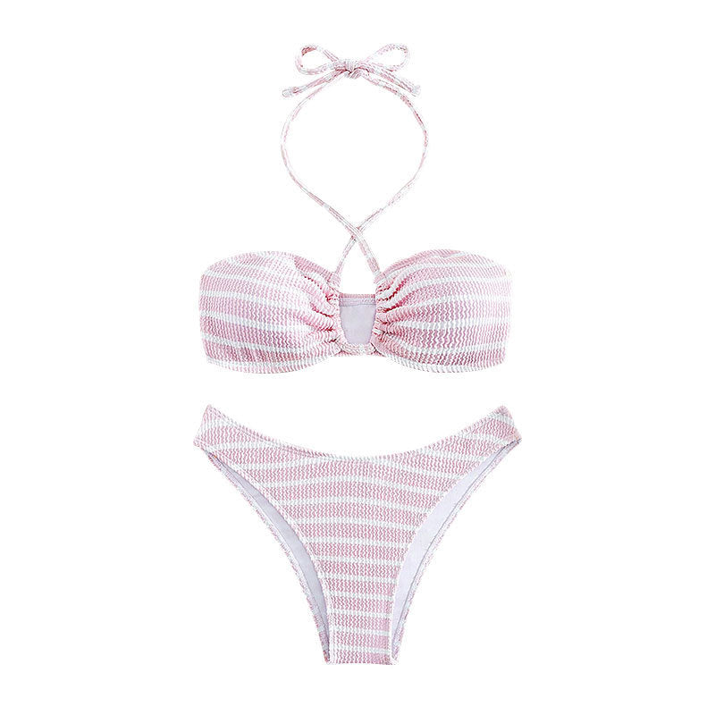 Damen Bandeau-Bikini mit stilvollem Streifendesign Drune