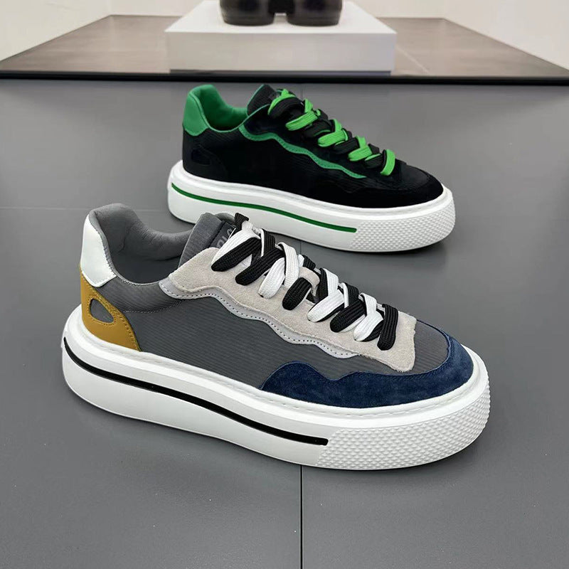 Damen Modische Sneakers mit hoher Plateausohle und atmungsaktiver Struktur Drune