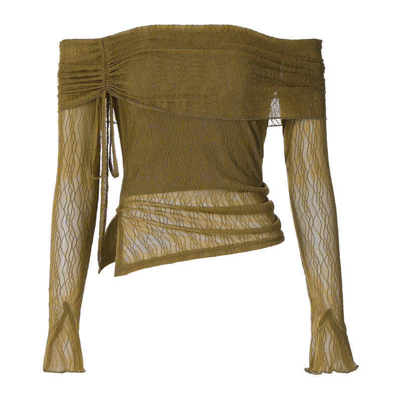 Damen Off-Shoulder Oberteil mit zarten Rüschendetails Drune