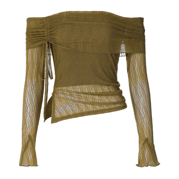 Damen Off-Shoulder Oberteil mit zarten Rüschendetails Drune