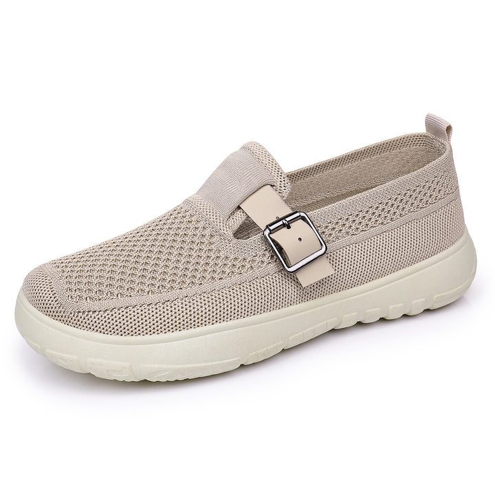 Damen nan atmungsaktiver Strick-Slip-On mit verstellbarer Metallschnalle und federnder Leicht-EVA-Sohle Drune