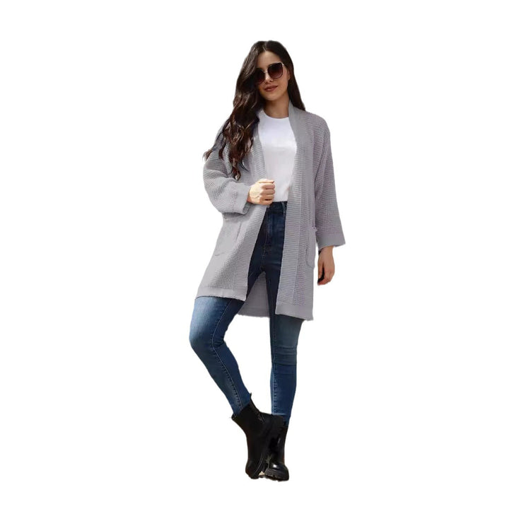 Damen lässiger Strickcardigan mit praktischen Taschen und offener Front Drune