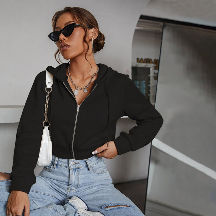 Damen cropped Hoodiejacke mit modischem Schnitt und komfortablem Material Drune