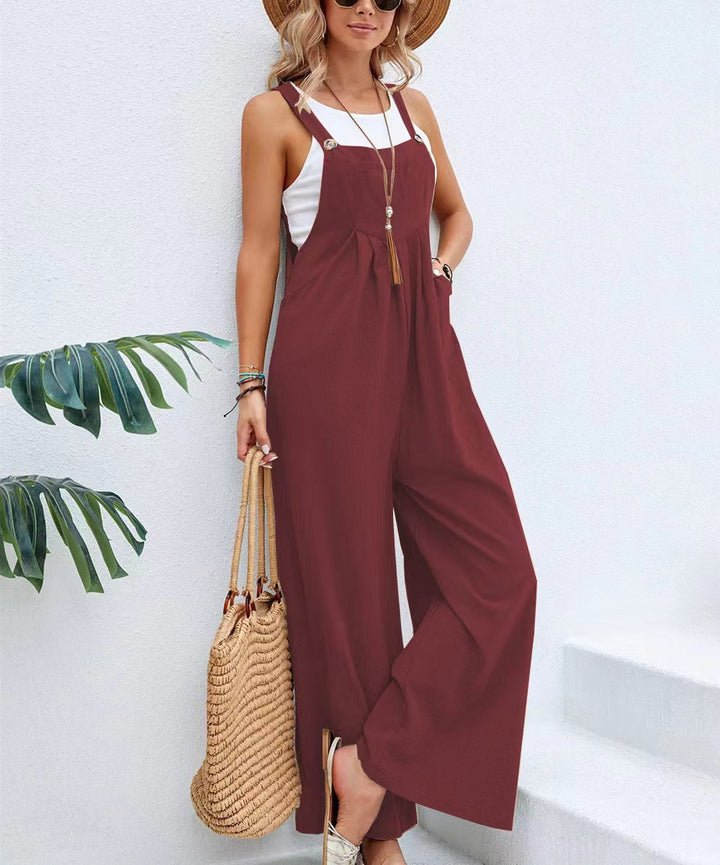 Damen weite Latzhose mit elegantem Schnitt und verstellbaren Trägern Drune