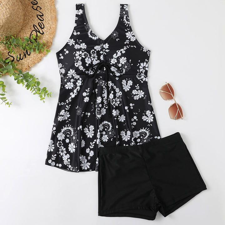 Damen Tankini-Set mit modischem Blumendruck und Rüschen Drune