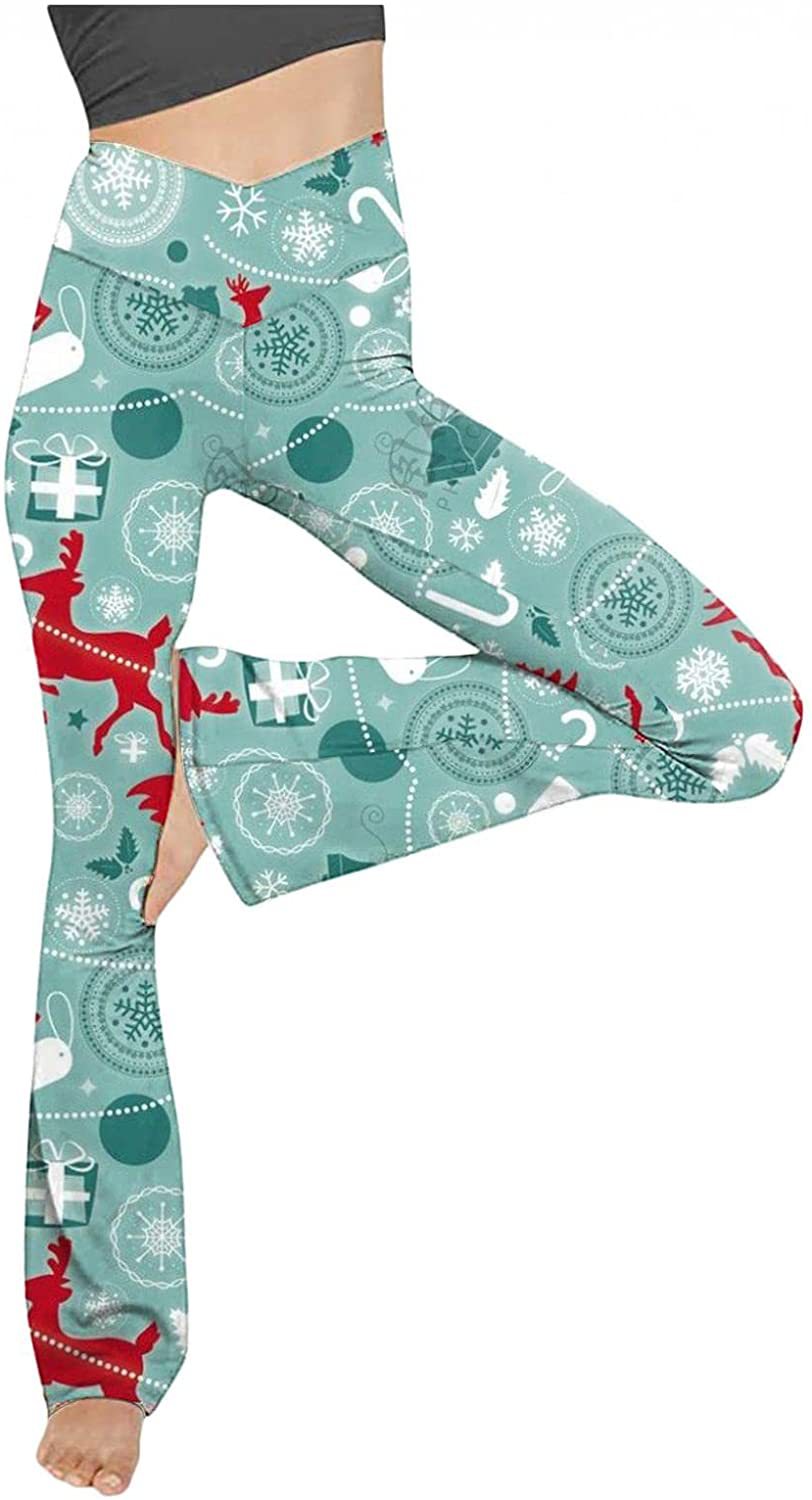 Damen nan taillenhohe Yogahose mit überkreuztem Bund und ausgestelltem Saum mit Schlitz Drune
