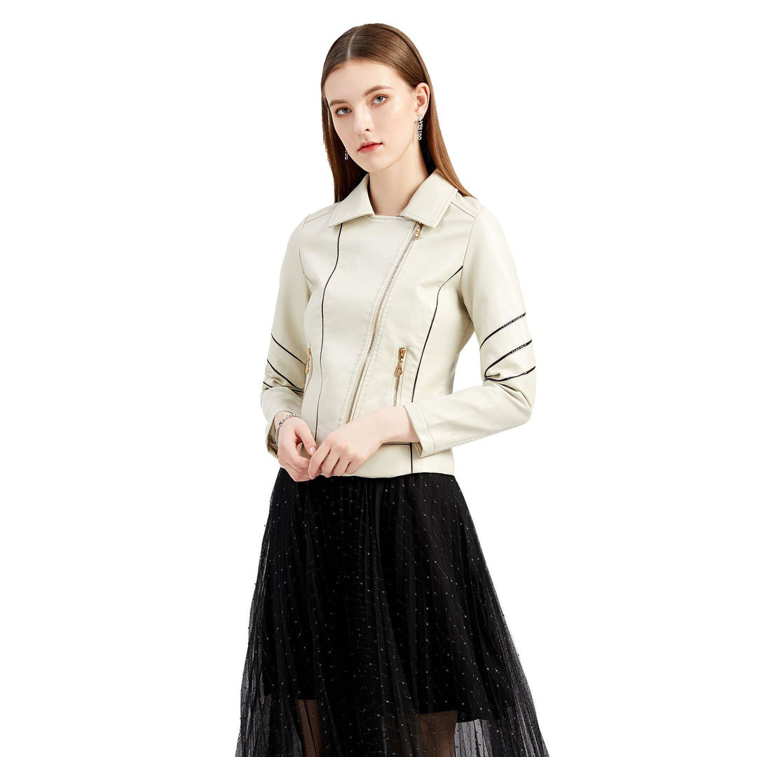 Damen modische Kunstlederjacke mit strukturiertem Design Drune