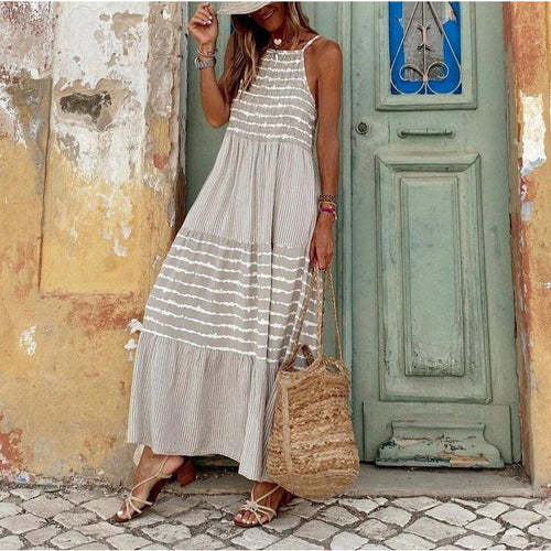 Damen Langes Sommerkleid mit eleganten Streifen von Drune