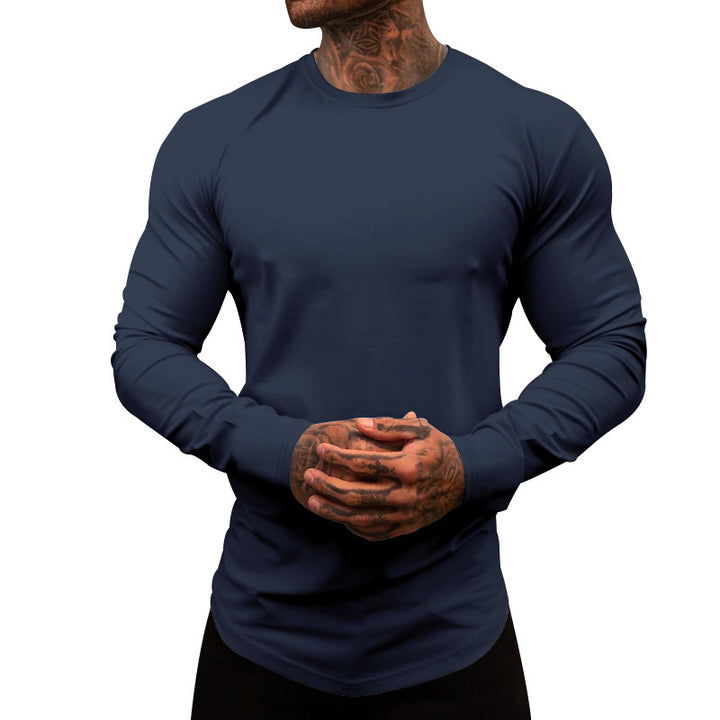 Herren Langarmshirt aus weichem, elastischem Baumwollmix mit Rundhalsausschnitt Drune