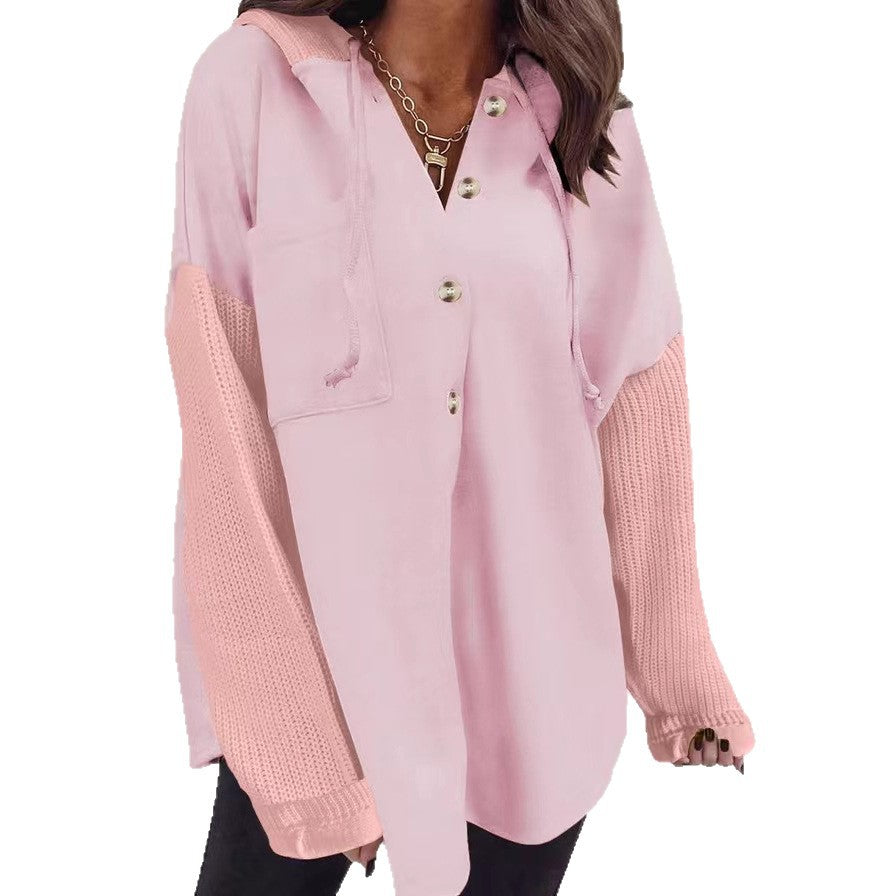 Damen lässige Pulloverjacke mit Button-Down-Design und überschnittenen Ärmeln Drune