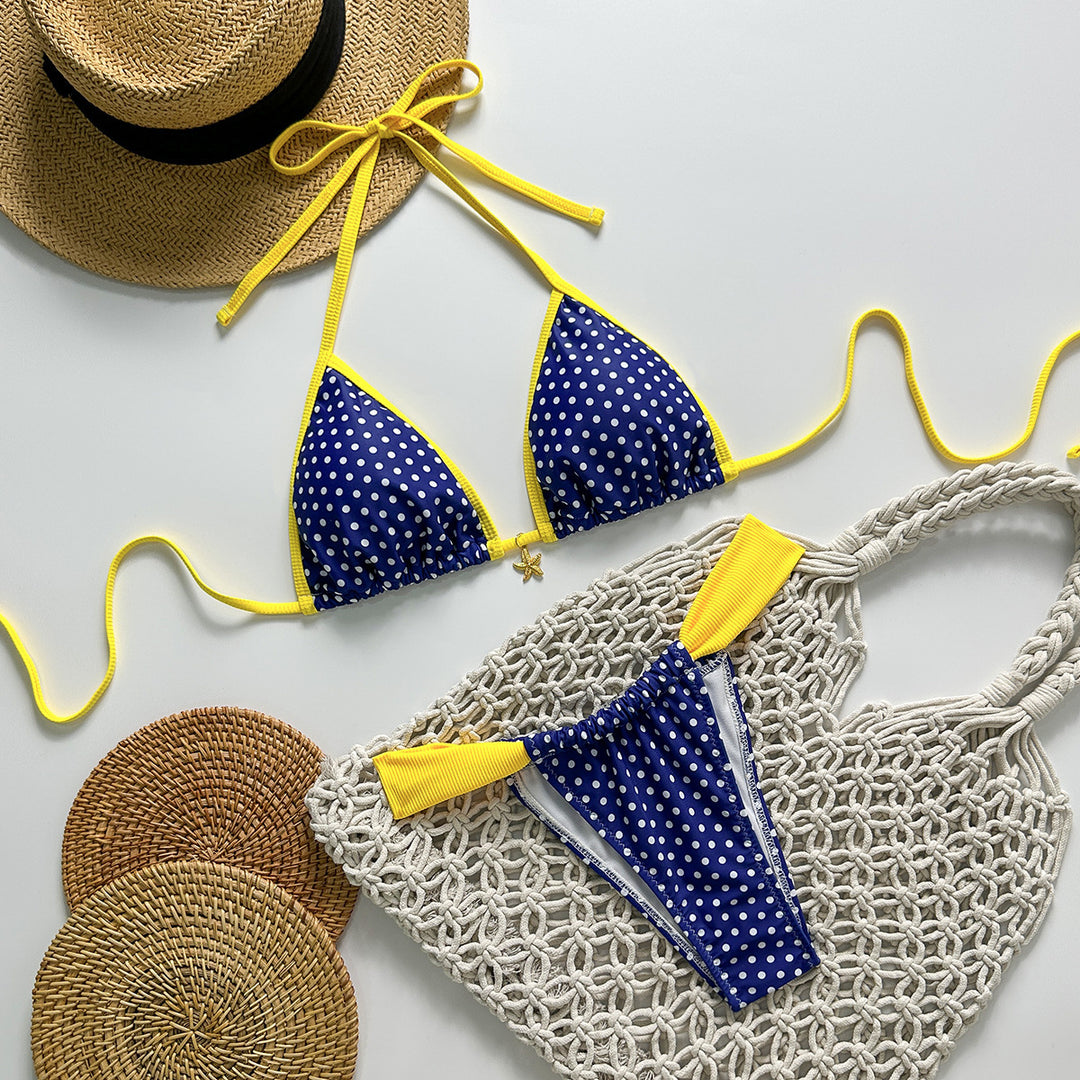 Damen Triangel-Bikini mit stilvollen Punktemuster Drune