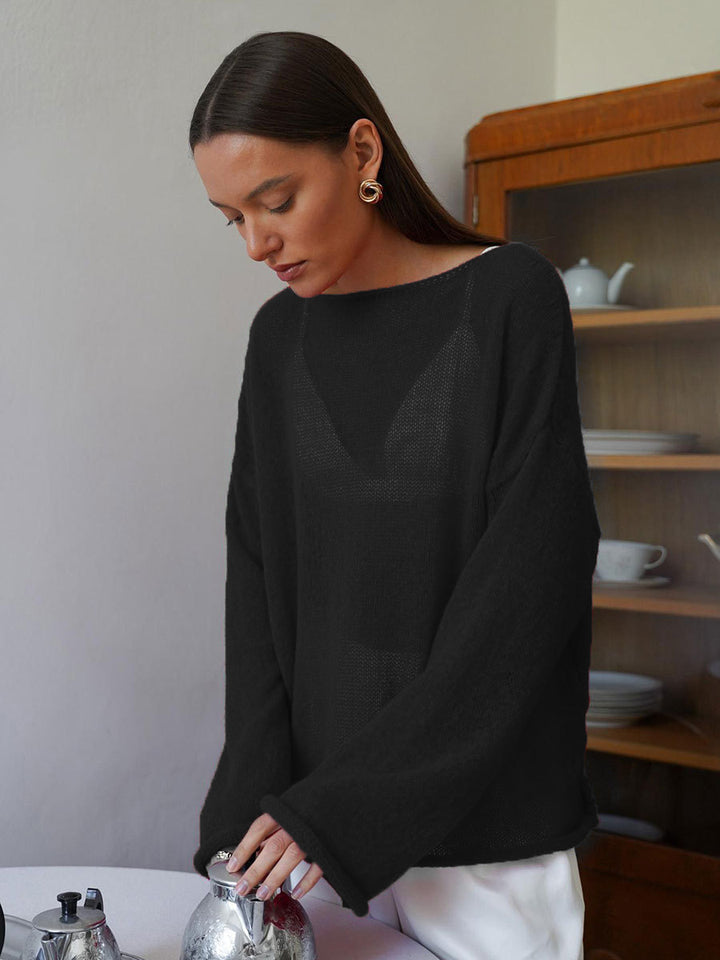 Damen Luftiger Strickpullover mit weitem Schnitt und lässigem Look Drune