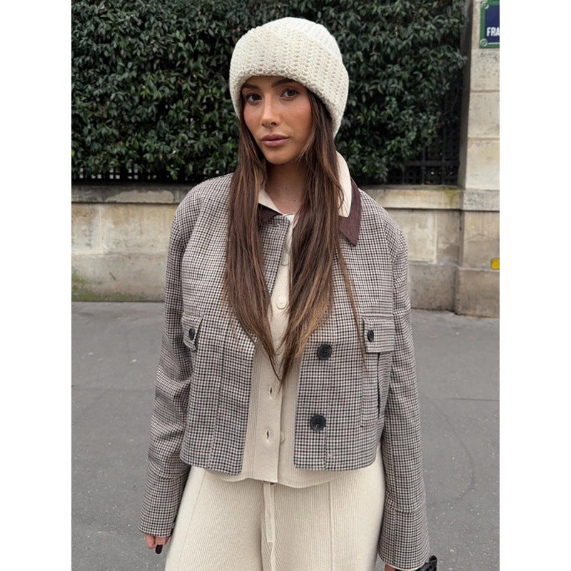 Damen elegante Karo-Jacke Drune