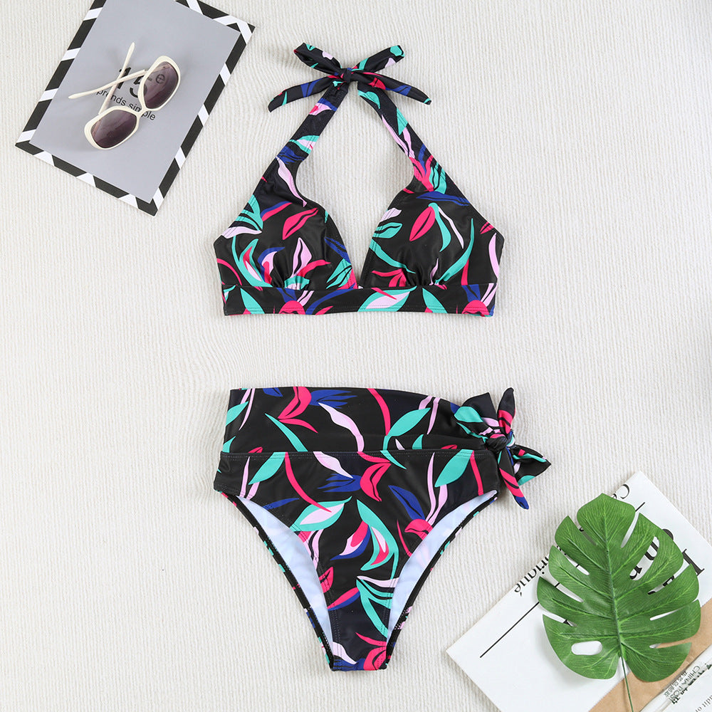 Damen Triangel-Bikini mit verstellbaren Bindebändern und floralem Design Drune