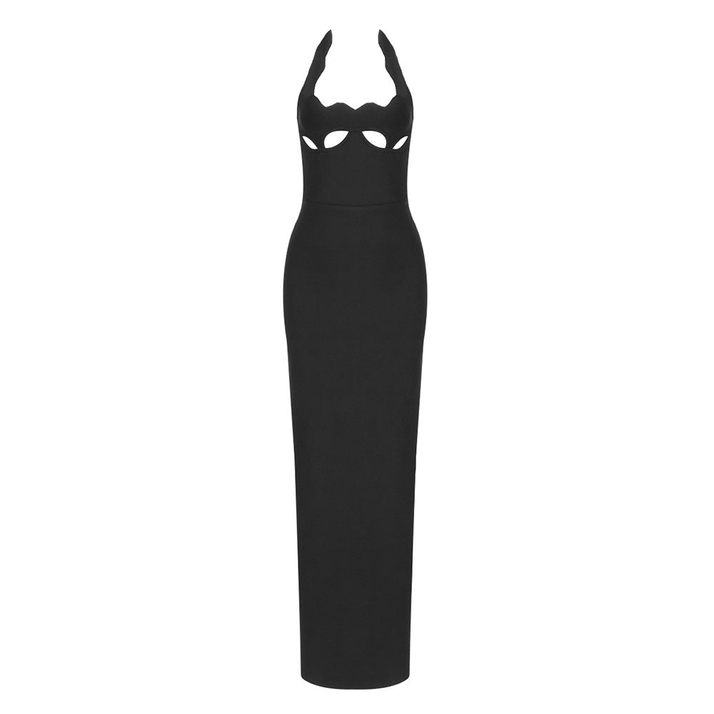 Damen Maxikleid mit innovativem Cut-Out-Design und sexy Schlüssellochausschnitt Drune