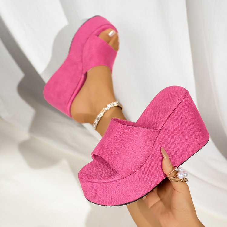 Damen Wedge-Pantoletten mit transparentem Obermaterial und komfortabler Sohle Drune
