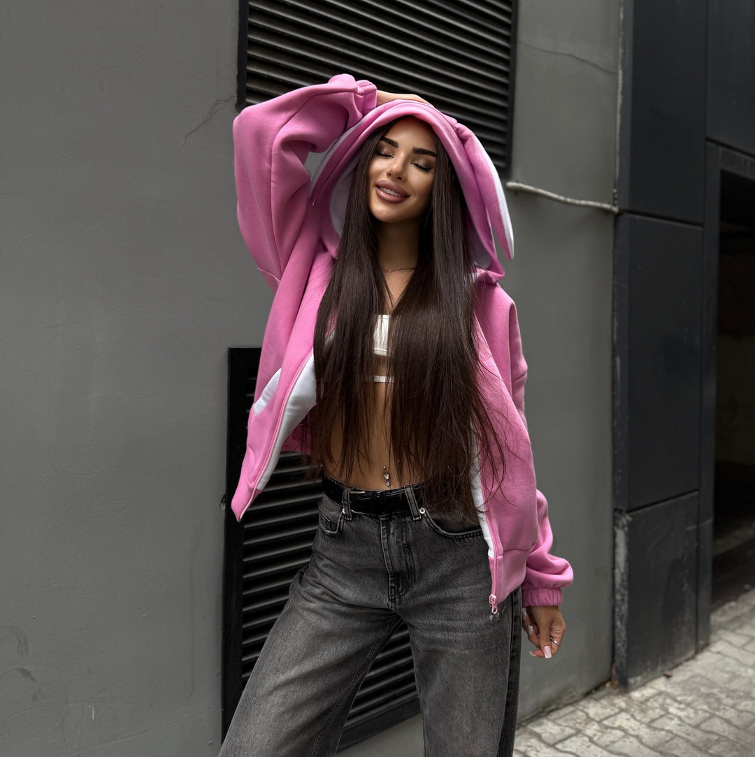 Damen Kapuzenjacke mit tierischen Ohren Drune
