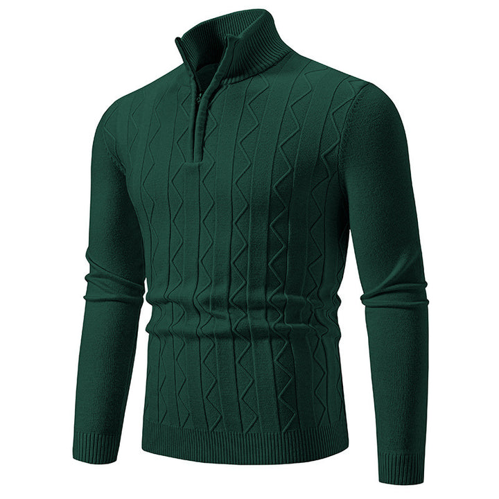 Herren eleganter Rollkragenpullover mit Zopfmuster und hohem Kragen Drune