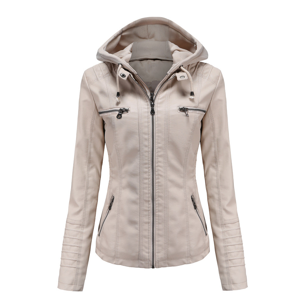 Drune | Lederjacke - Mit Kapuze - Figurbetonter Schnitt - Vielseitig & Stylisch