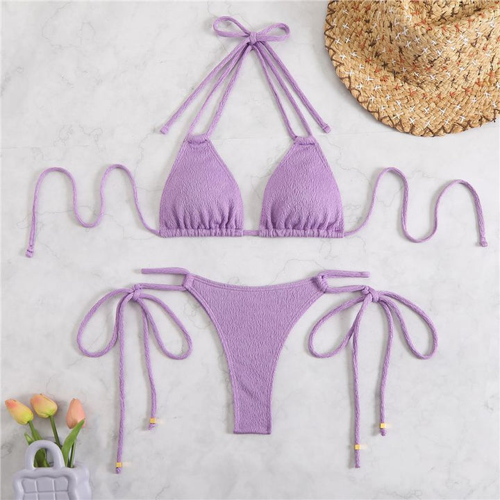 Damen Triangel-Bikini-Set mit verstellbaren Knoten Drune
