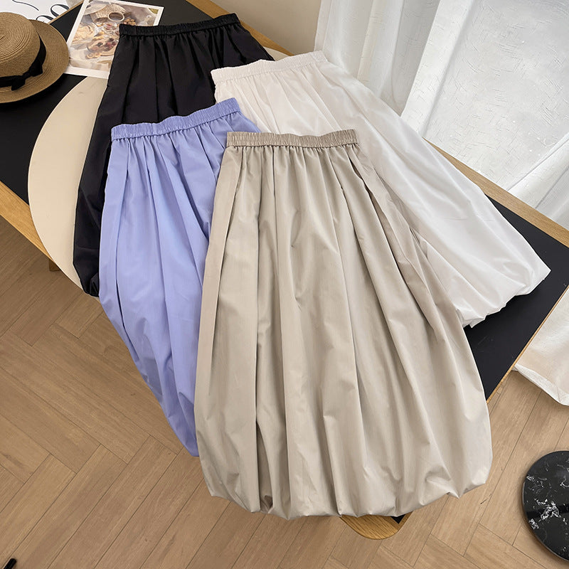Damen Eleganter Midirock mit elastischem Bund und voluminösem Schnitt Drune