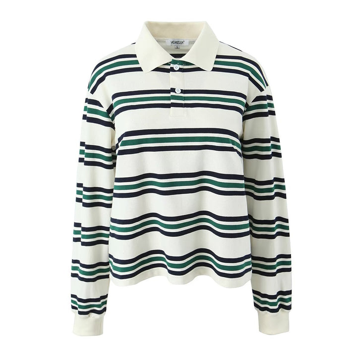 Damen Longsleeve Poloshirt mit modernem Streifenmuster Drune