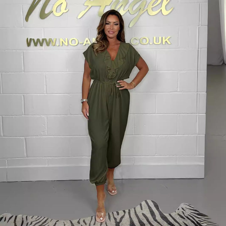Damen eleganter Jumpsuit mit tailliertem Schnitt und weitem Bein Drune