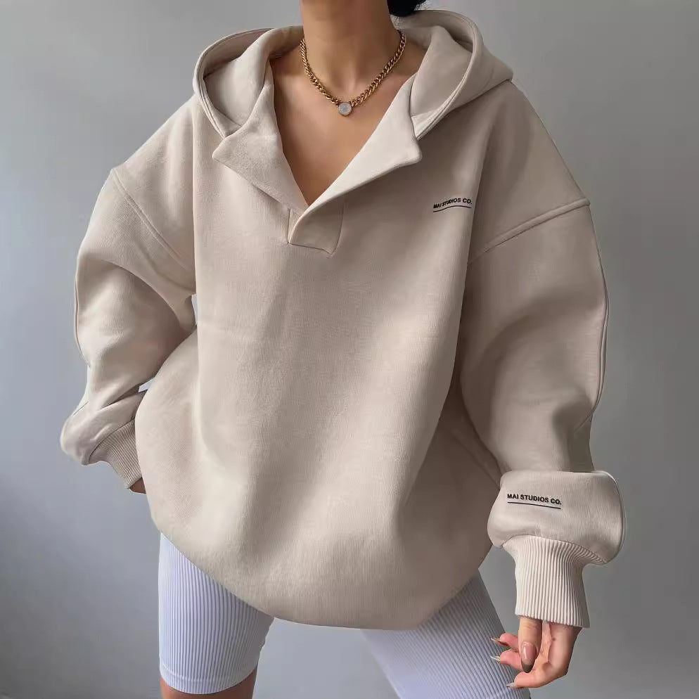 Damen oversized Kapuzenpullover mit lässigem Schnitt und sportlicher Ästhetik Drune