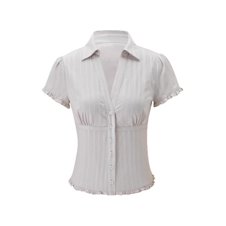 Damen Kurzarm Bluse mit Rüschendetails Drune