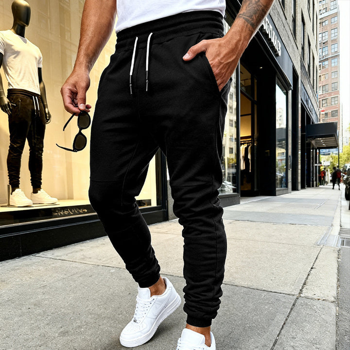 Herren nan tapered Jogginghose mit Kniepasse, elastischem Tunnelzugbund und Reißverschlusstaschen Drune