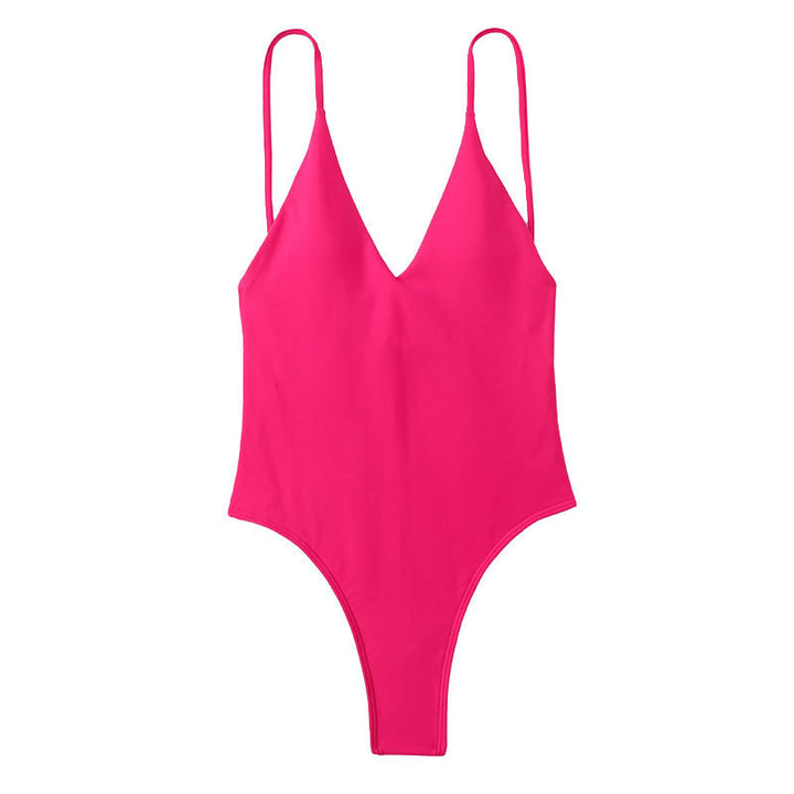 Damen Einteiler Badeanzug mit elegantem V-Ausschnitt Drune