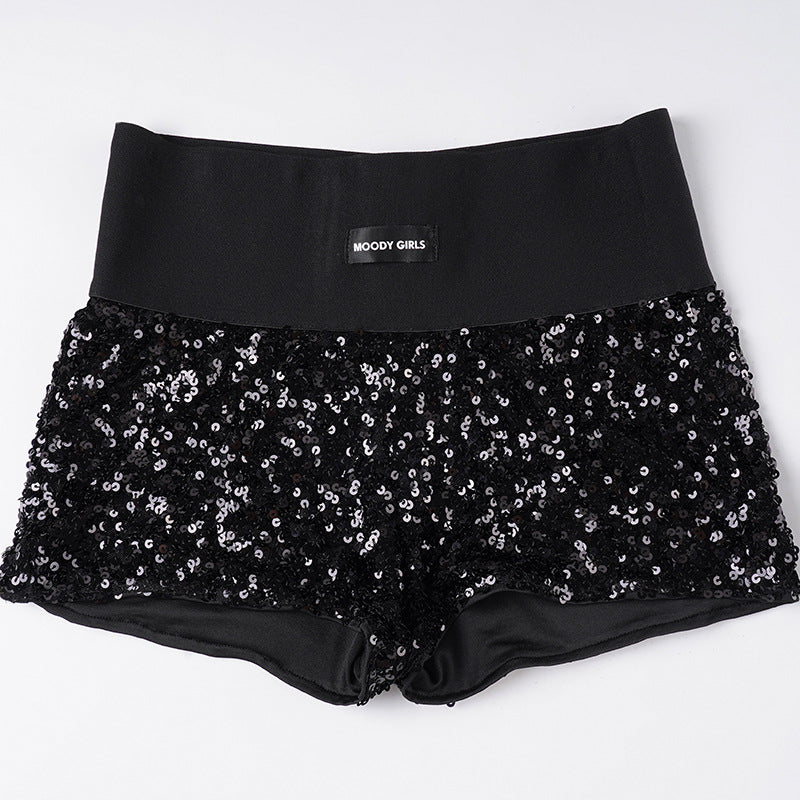 Damen Glitzerndes Minikleid mit Leopardenmuster und Spaghettiträgern Drune