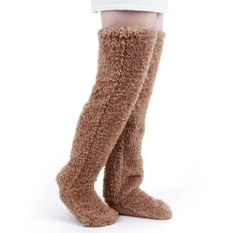 Damen Kuschelige Overknee-Socken aus weichem Fleece Drune