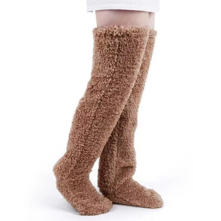 Damen Kuschelige Overknee-Socken aus weichem Fleece Drune
