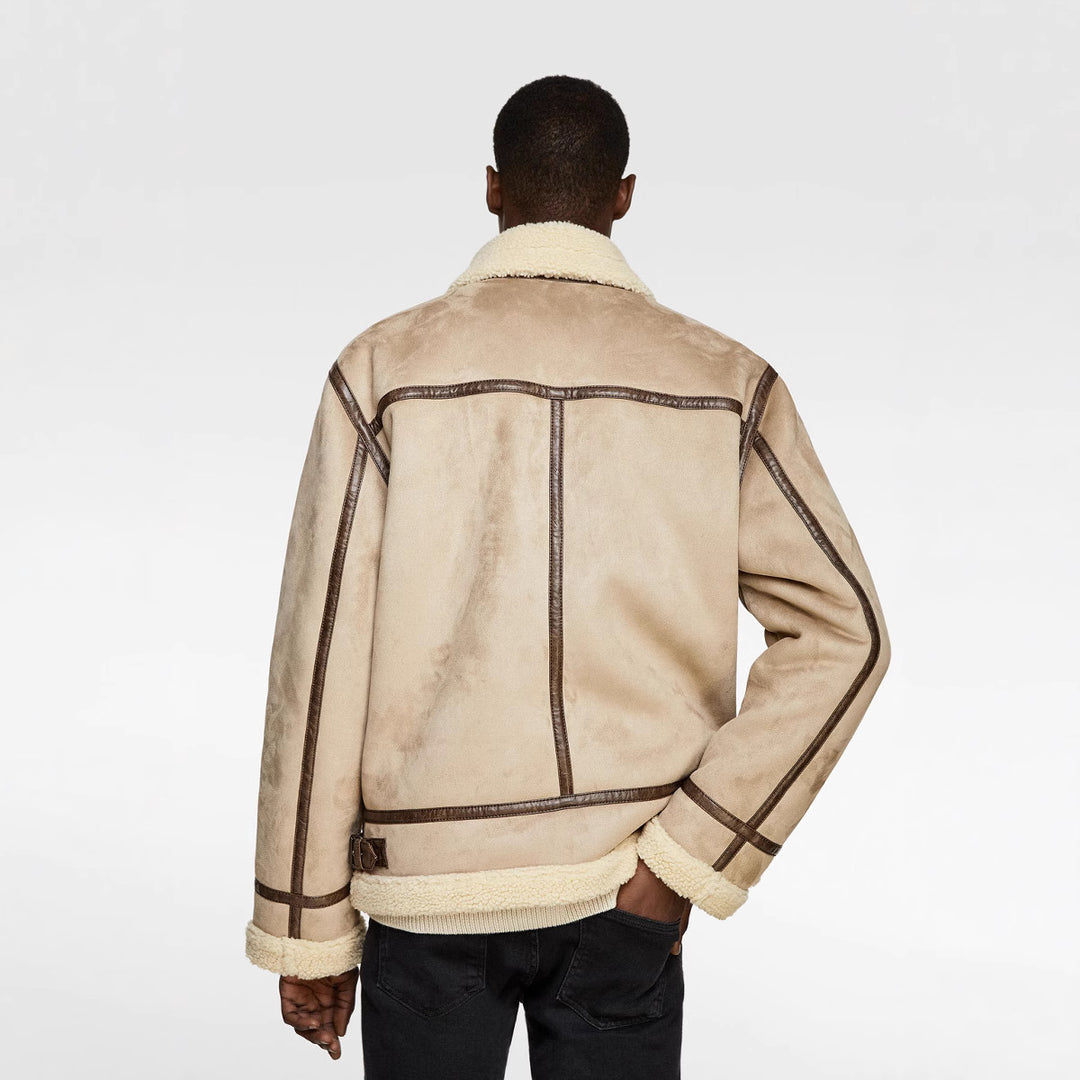 Damen lässige Shearlingjacke mit hochwertigem Obermaterial und komfortablem Innenfutter Drune