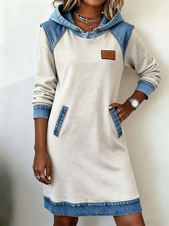 Drune | Mode Denim Patchwork V-Ausschnitt