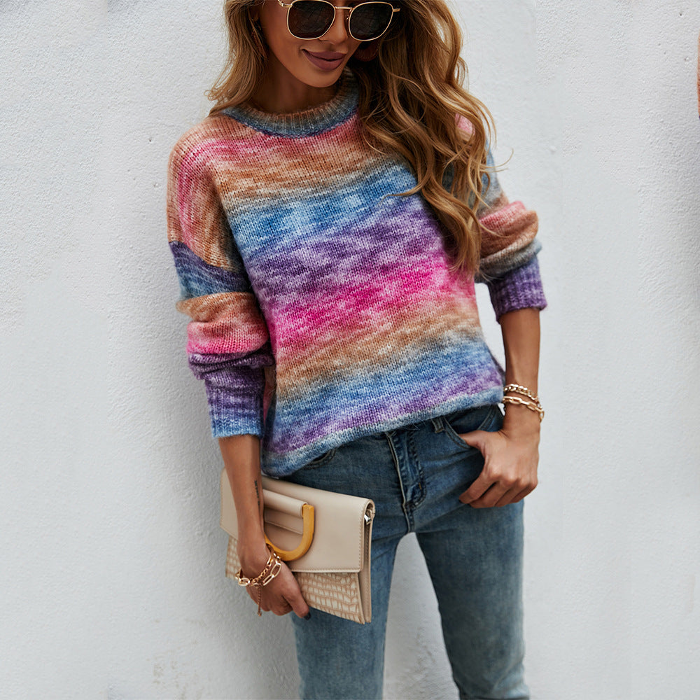 Damen modischer Pullover mit einzigartigem Farbverlauf Drune