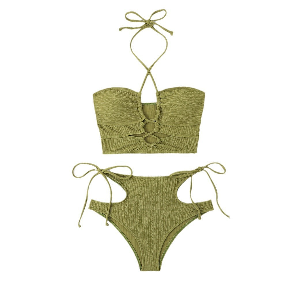 Damen Crop-Top Bikini mit aufregendem Cut-Out-Design und hohem Taillenslip Drune