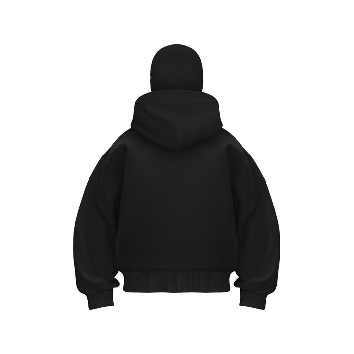 Damen oversize Kapuzenpullover mit integriertem Gesichtsschutz Drune