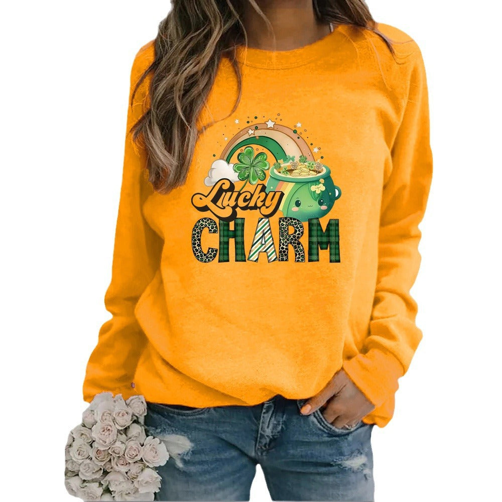Damen Sweatshirt mit kreativem Glücks-Motiv Drune
