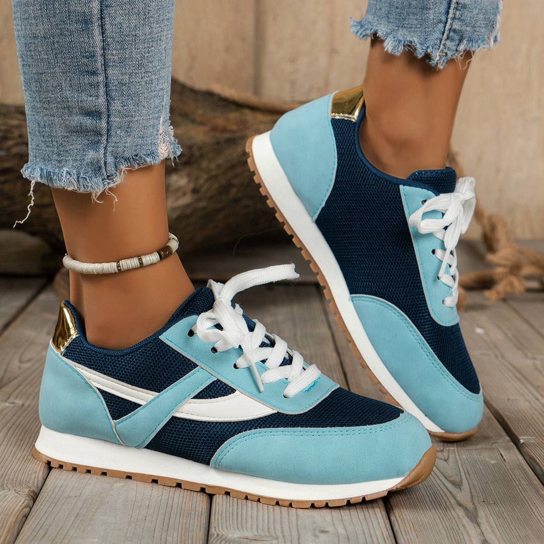 Damen  leichte Retro-Lauf-Sneaker mit verstärkter Zehenkappe, atmungsaktivem Mesh-Obermaterial und profilierter Gummilaufsohle Drune