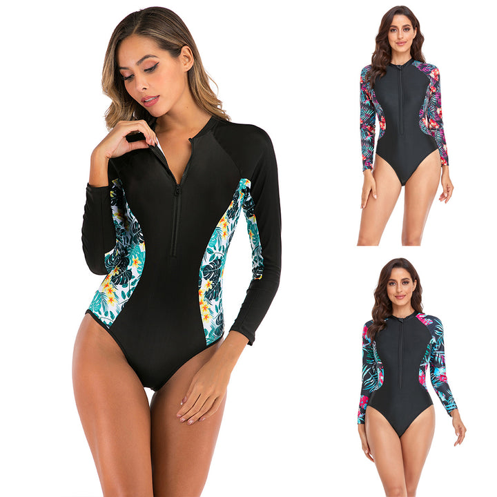 Damen Langarm-Schwimmanzug mit floralem Design Drune
