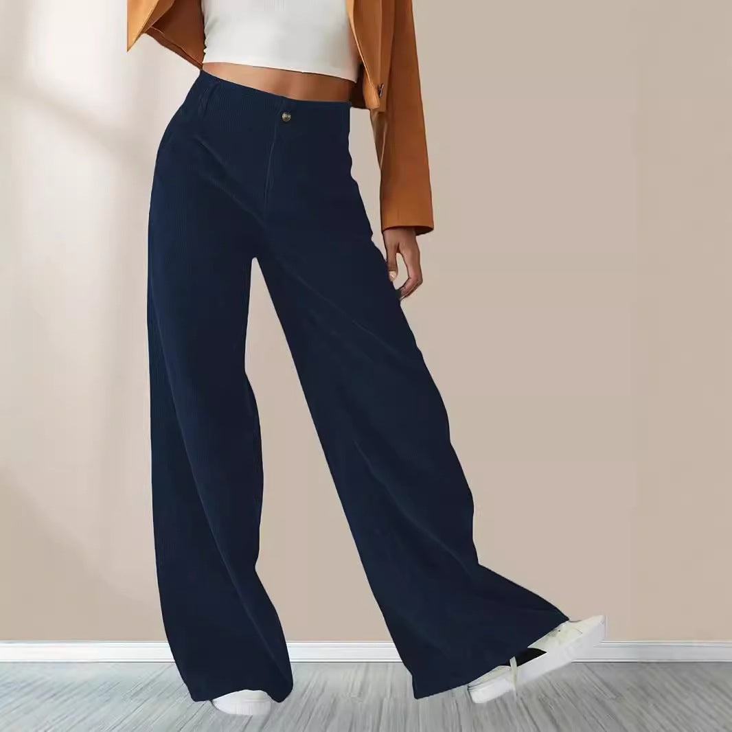 Damenweite Cordhose mit eleganter Bundfalten-Optik Drune