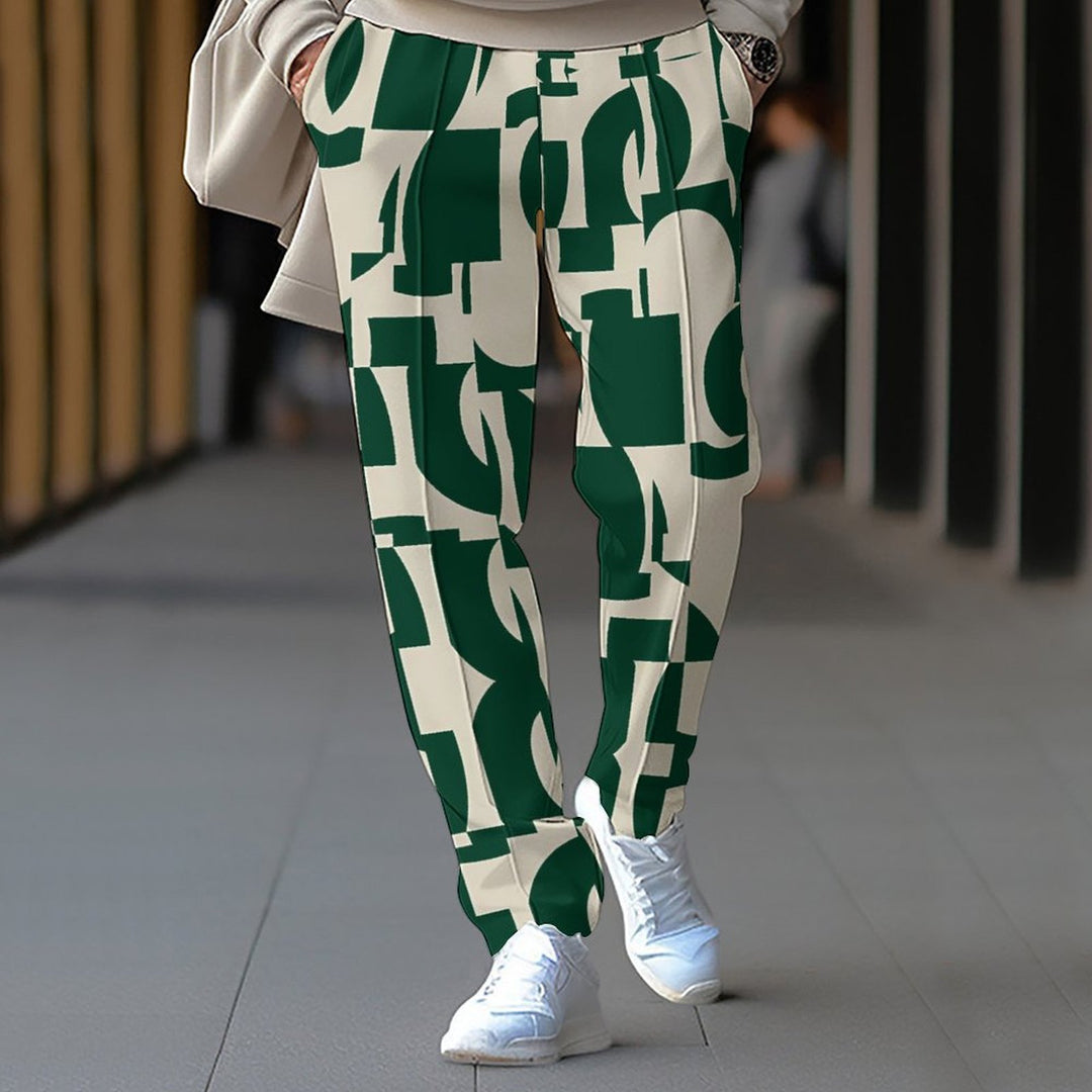 Damen lässige Chino-Hose mit modernen geometrischen Mustern Drune